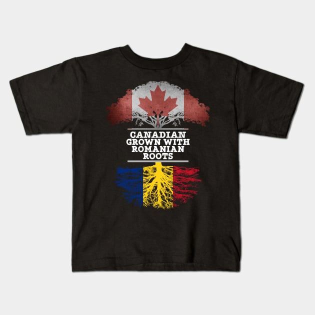 Canadian Grown With Romanian Roots - Gift for Romanian With Roots From Romania Kids T-Shirt by Country Flags